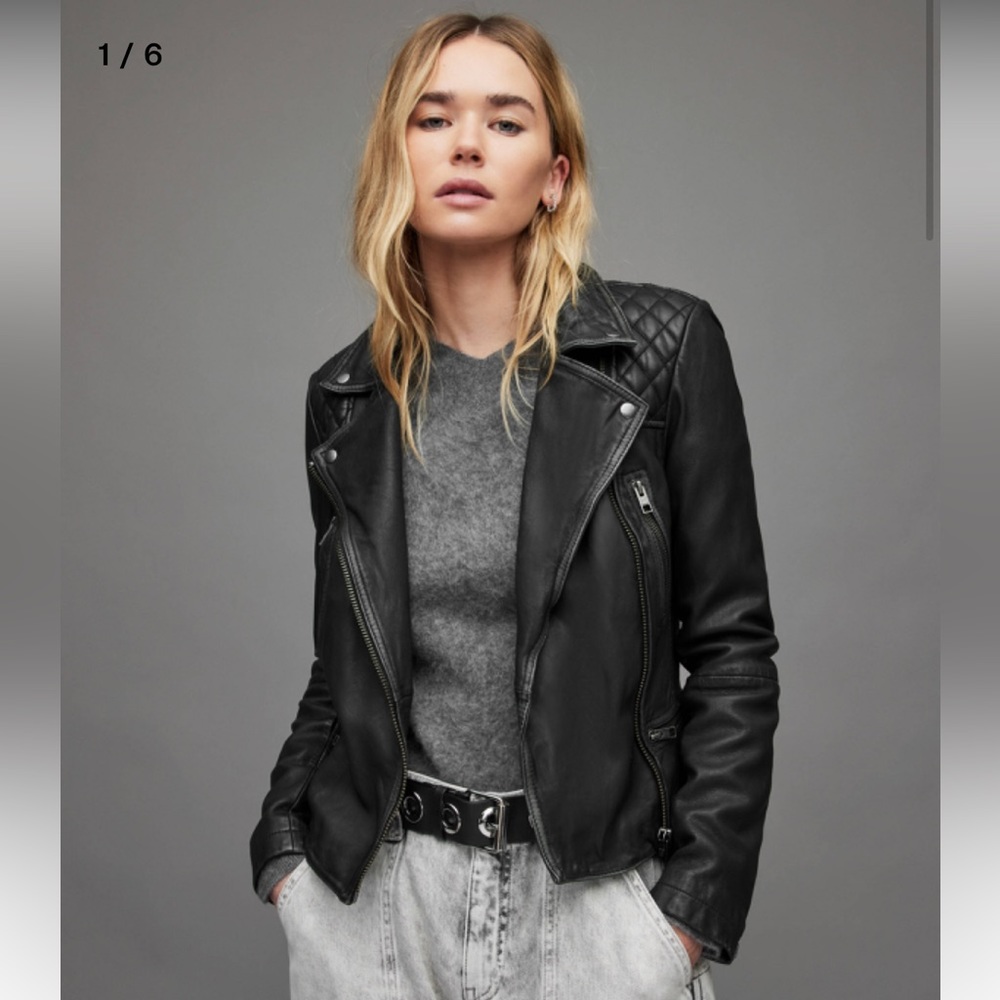 Allsaints Cargo Leather Biker jacket size 6